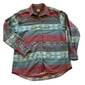 Title: Vintage 90s Cabela's Southwestern Aztec Chamois Cloth Button Up Shirt